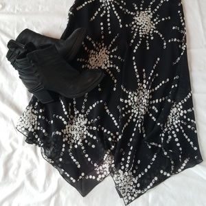 Black/White Print Silk Skirt 6